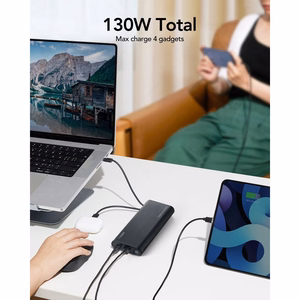 Внешний аккумулятор Veger TCE130 (W2503) PD 130W 25000 mAh со встроенными кабелями Type C / Lightning чёрный