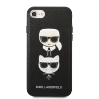 Karl Lagerfeld KLHCI8SAKICKCBK iPhone 7/8 / SE 2020 / SE 2022 melns/melns cietais apvalks Saffiano Karl&Choupette Galva