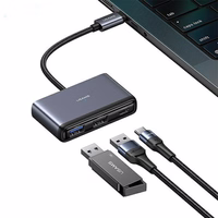 USAMS adapteris HUB 5w1 USB 2.0/USB 3.0/ USB-C/TF/SD tumši pelēks SJ628HUB01 (US-SJ628)