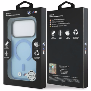 BMW M IML Frosted Metal Logo & Trims MagSafe maciņš modelim iPhone 17 Pro Max / 18 Pro Max – zils