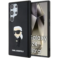 Karl Lagerfeld 3D gumijas Ikonik viedtālruņa apvalks Samsung Galaxy S24 Ultra - melns