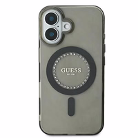 Guess IML Rhinestones Magnētiskais viedtālruņa apvalks iPhone 16 Plus - melns