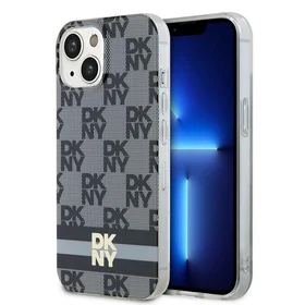 DKNY IML rūtainais mono raksts un drukātās svītras magnētiskais viedtālruņa apvalks iPhone 15/14/13 - melns