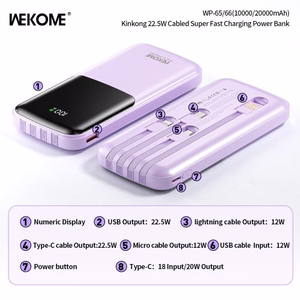 Portatīvais lādētājs WK Design „WP-66“ melns 20000mAh (22.5W)