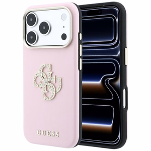 Guess Smooth & Big Strass Logo vāciņš iPhone 18 Pro Max / 17 Pro Max – rozā