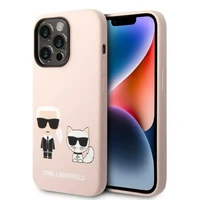 Karl Lagerfeld KLHMP14XSSKCI iPhone 14 Pro Max 6.7" cietais apvalks gaiši rozā/gaiši rozā Silikona Karl & Choupette Magnētiskais