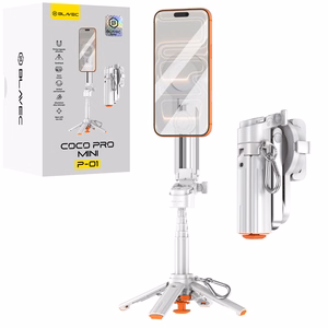 Blavec alumīnija selfiju kāts Coco PRO Mini P-01 Magsafe Auto pop četrkājis + tālvadības pults + turētājs 0,48 metri (SSCPMP01-MQHW048) balts