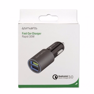 Auto lādētājs Rapid 30W ar Quick Charge, matēts pelēks
