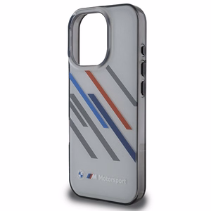 BMW Motosport IML nejaušas svītras iPhone 16 Pro apvalks - pelēks