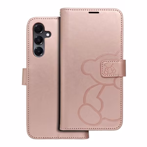 MEZZO grāmatas apvalks SAMSUNG A16 5G lācītis rozā zelts