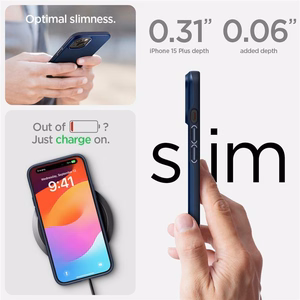 Spigen Thin Fit viedtālruņa apvalks iPhone 15 Plus - zils