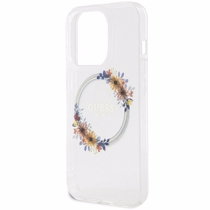 Guess IML Ziedu vainags Magnētiskais apvalks iPhone 15 Pro - caurspīdīgs