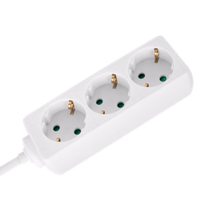 REBEL vācu tipa pagarinātājs bez slēdža, 3 ligzdas, 1,5 m, 3 x 1,0 mm, balts