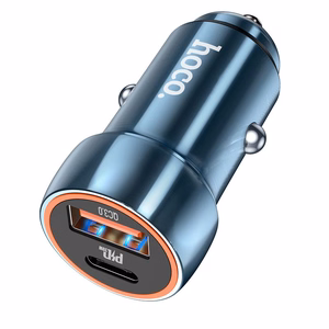 Automobiļa lādētājs Hoco USB A + USB C PD QC3.0 3A 20W Z46A safīra zils
