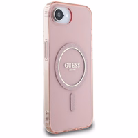 Guess IML Glitter Circle magnētiskais viedtālruņa apvalks iPhone 16e - rozā