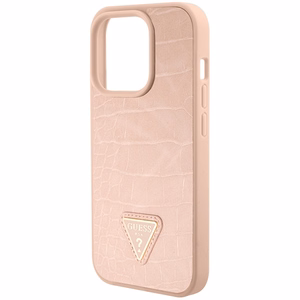 Guess Krokodila Trijstūra Metāla Logotips viedtālruņa apvalks iPhone 15 Pro - rozā
