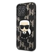 Karl Lagerfeld KLHCP13LPMNIKBK iPhone 13 Pro / 13 6.1" cietais apvalks melns/melns Monogramma Ikonik plāksteris
