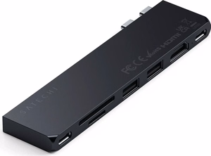 Adapteris HUB 7in1 2 x USB C Satechi Pro HUB Slim ST-HUCPHSD priekš MacBook pusnakts