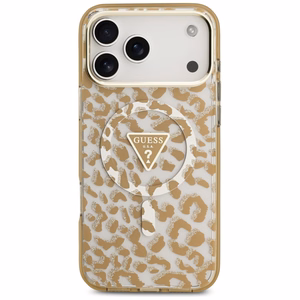 Guess Leopard Glitter MagSafe Чехол для iPhone 17 Pro Max - коричневый