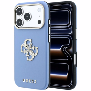Guess Smooth & Big Strass Logo vāciņš iPhone 18 Pro / 17 Pro – zils