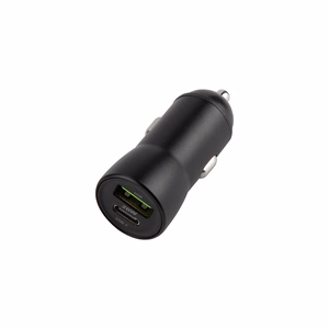 Maxlife MXCC-04 PD QC car charger 1x USB-C 1x USB 20W black + USB-C - USB-C cable 60W