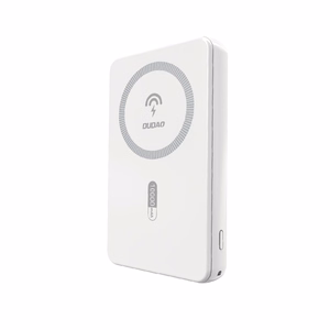 Dudao K14S magnētiskais 20W 5000mAh 1x USB-A 1x USB-C balts portatīvais lādētājs