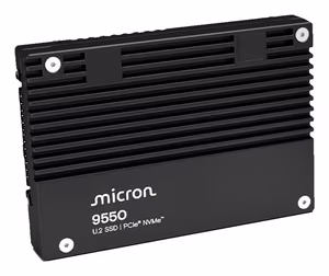 Micron 9550 MAX 12.8TB NVMe SSD disks U.2 lasīšana 14000 MB/s rakstīšana 10000 MB/s