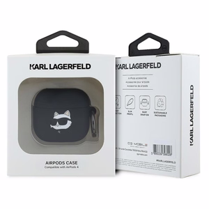 Karl Lagerfeld silikona Choupette Head 3D vāciņš AirPods 4 – melns