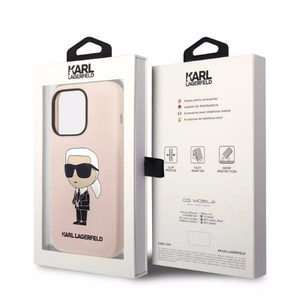 Karl Lagerfeld KLHCP14LSNIKBCP iPhone 14 Pro 6.1" cietais viedtālruņa apvalks rozā/rozā Silikona Ikonik