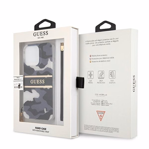 Guess GUHCP13LKCABBK iPhone 13 Pro / 13 6.1" чёрный/чёрный жёсткий чехол Camo Strap Collection