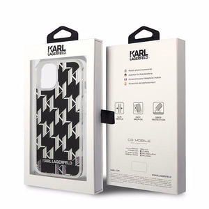 Karl Lagerfeld KLHCP14SLMNMK iPhone 14 6.1 "cietais viedtālruņa apvalks melns / melns šķidrais mirdzums Monogram