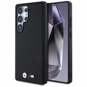 BMW ādas oglekļa MagSafe apvalks Samsung Galaxy S25 Ultra - melns