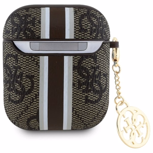 Guess GUA2P4RPSW AirPods 1/2 apvalks brūns 4G Printed Stripes Charm