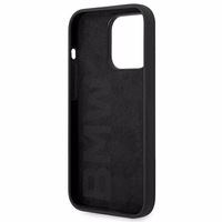 BMW Silicone Metal Logo viedtālruņa apvalks iPhone 14 Pro Max - melns
