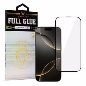 Aizsargstikls Ciets Pilnas Līmes 5D IPHONE 16 PRO MAX Melns