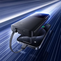 Power Bank Joyroom "JR-PBF19" melns 10000mAh 22.5W (PD / QC3.0) + integrēti Type-C / Lightning kabeļi