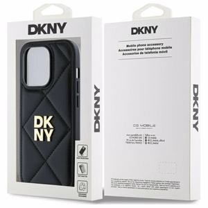 DKNY Quilted Stack Logo viedtālruņa apvalks iPhone 14 Pro - melns