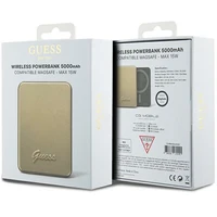 Guess Magnētiskā Metāla Script Logotips indukcijas portatīvais lādētājs 15W 5000mAh - zelta