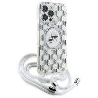 Karl Lagerfeld IML Crossbody Monogramma Karl & Choupette Head Magnētiskais Viedtālruņa apvalks iPhone 16 Pro Max - Caurspīdīgs