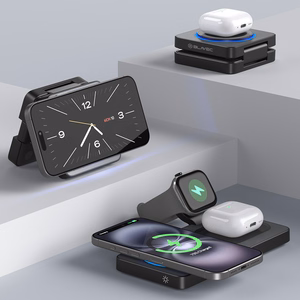 Blavec indukcijas lādētājs BQI-04 Qi 15W magnētiskais Magsafe 3 in 1 UniCharge (BQI04-QIMB) melns