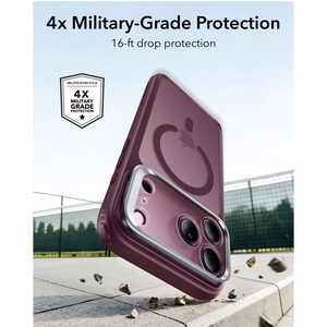 ESR Classic Hybrid Kickstand MagSafe maciņš, paredzēts iPhone 18 Pro Max / 17 Pro Max, matēts tumšā ķiršu krāsā