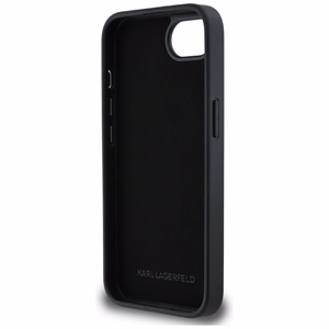 Karl Lagerfeld Monogram Karl Head Pin viedtālruņa apvalks iPhone 16e - melns
