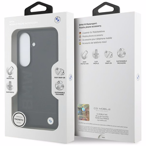 BMW Leather Hot Stamp MagSafe maciņš priekš Samsung Galaxy S26 melns
