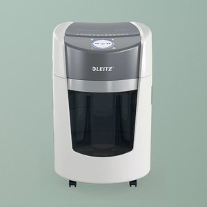 Leitz IQ OptiMax Small Office 350 – P-5 mikrogriezuma dokumentu smalcinātājs, 22 l, balts (83590000)