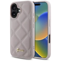 Guess stepēts metāla logotips viedtālruņa apvalks iPhone 16 - rozā