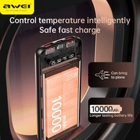 Ārējā baterija Power Bank Awei P10K 22.5W 10000mAh melna