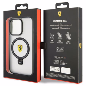 Ferrari FEHMP15LUSCAH iPhone 15 Pro 6.1" caurspīdīgs cietais apvalks ar gredzena statīvu 2023 kolekcija Magnētiskais