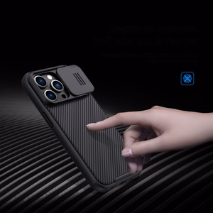 Nillkin CamShield Pro viedtālruņa apvalks iPhone 14 Pro bruņots apvalks ar kameras aizsargu zils