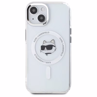Karl Lagerfeld IML Metāla Choupette galva MagSafe apvalks iPhone 15 Plus - balts