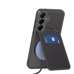 Viedtālruņa apvalks Samsung Galaxy S25+ ar statīvu un maku (m) - melns